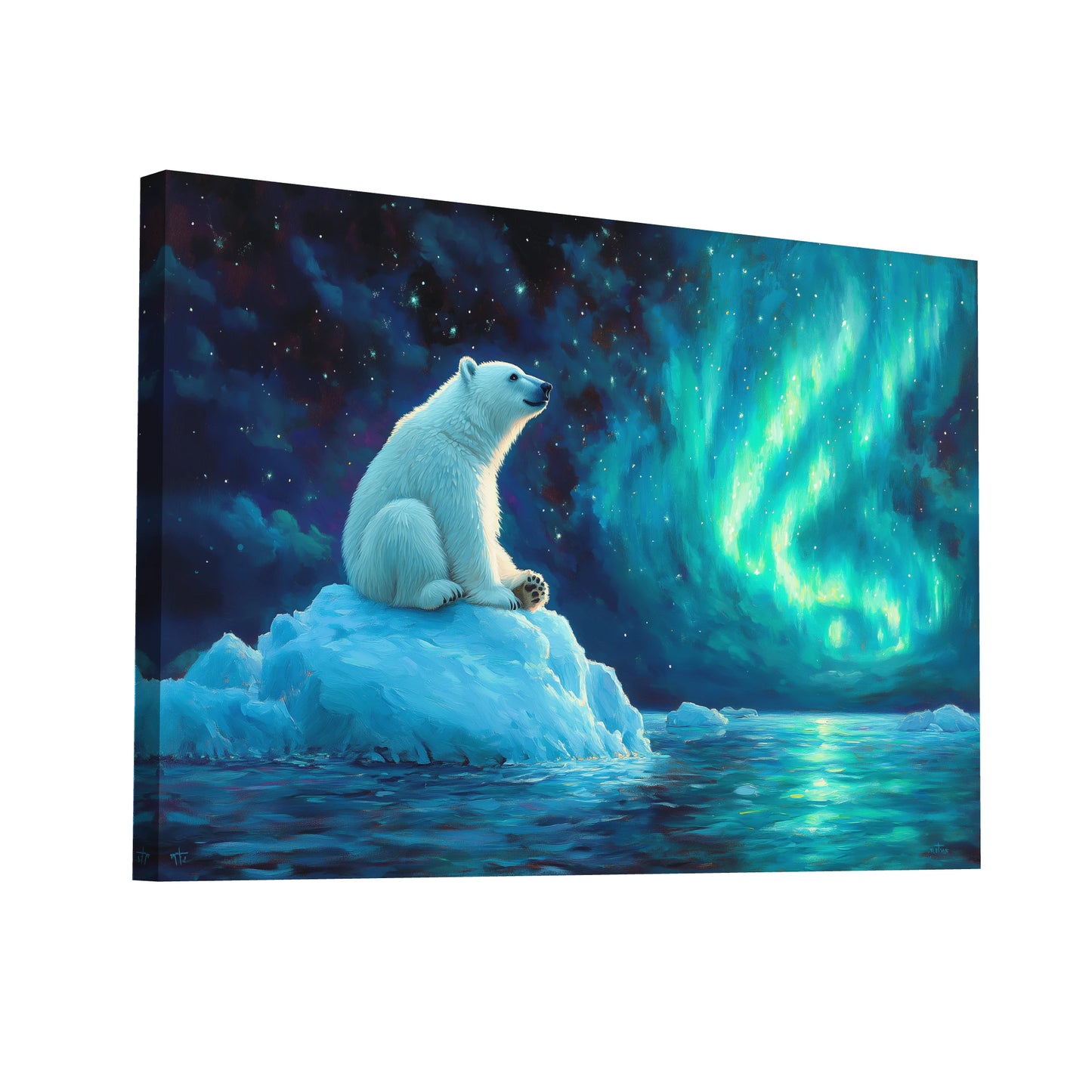 Product Hero 3D WebP Tableau Ours Polaire : Veilleur des Aurores - Art Virtuoso