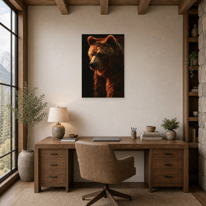 Mockup WebP Tableau Ours Portrait Dramatique dans un bureau - Art Virtuoso