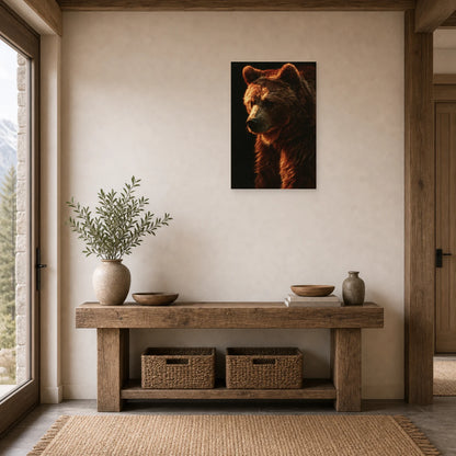 Mockup WebP Tableau Ours Portrait Dramatique dans une entree ou un couloir - Art Virtuoso