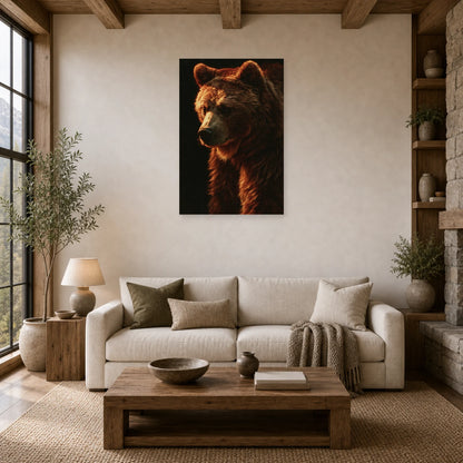 Mockup WebP Tableau Ours Portrait Dramatique dans un salon - Art Virtuoso