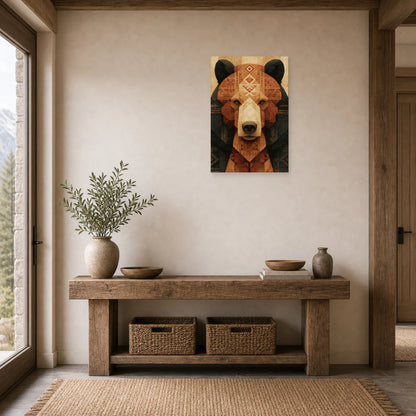 Mockup WebP Tableau Ours Tribal Totem dans une entree ou un couloir - Art Virtuoso
