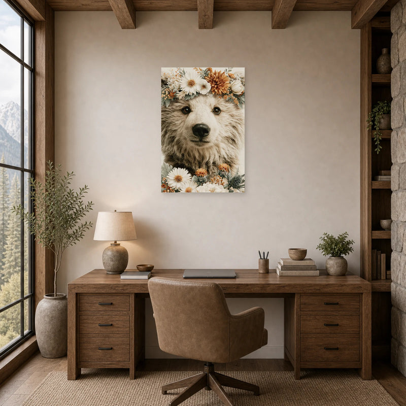 Mockup WebP Tableau Ourson Boheme dans un bureau - Art Virtuoso
