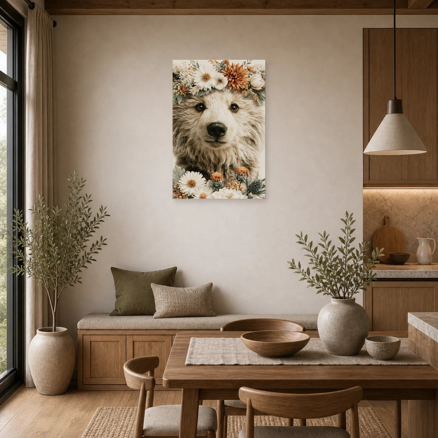 Mockup WebP Tableau Ourson Boheme dans une cuisine - Art Virtuoso