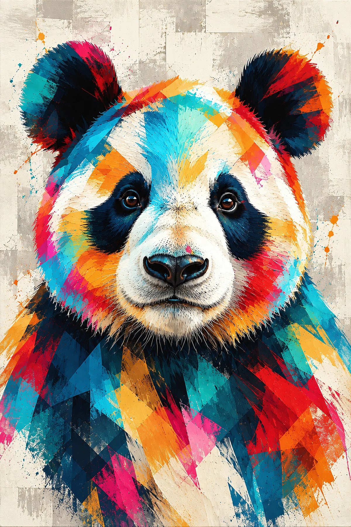 Tableau Panda Pop Art Eclats Colores - impression sur toile, format M