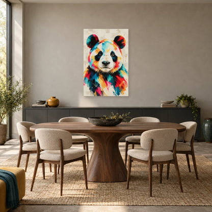 Tableau panda pop art multicolore – Calme graphique dans une salle à manger - Art Virtuoso