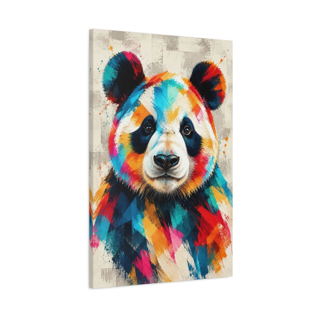 Tableau panda pop art multicolore – Calme graphique - toile 3D avec bords imprimés - Art Virtuoso