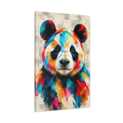 Tableau panda pop art multicolore – Calme graphique - toile 3D avec bords imprimés - Art Virtuoso