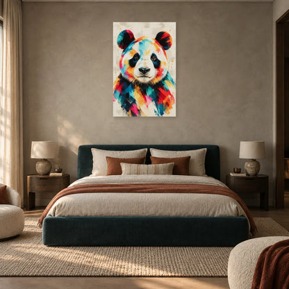 Tableau panda pop art multicolore – Calme graphique dans une chambre - Art Virtuoso