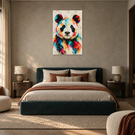 Tableau panda pop art multicolore – Calme graphique dans une chambre - Art Virtuoso