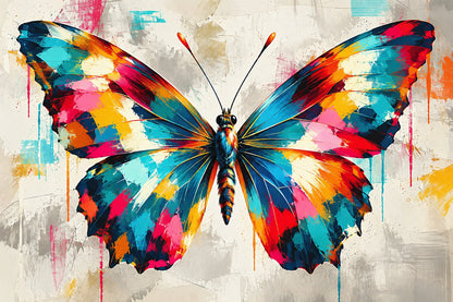 Tableau Papillon Abstrait Eclats Colores - impression sur toile, format M