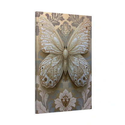 Tableau papillon ivoire et or avec effet relief décoratif - toile 3D avec bords imprimés visibles
