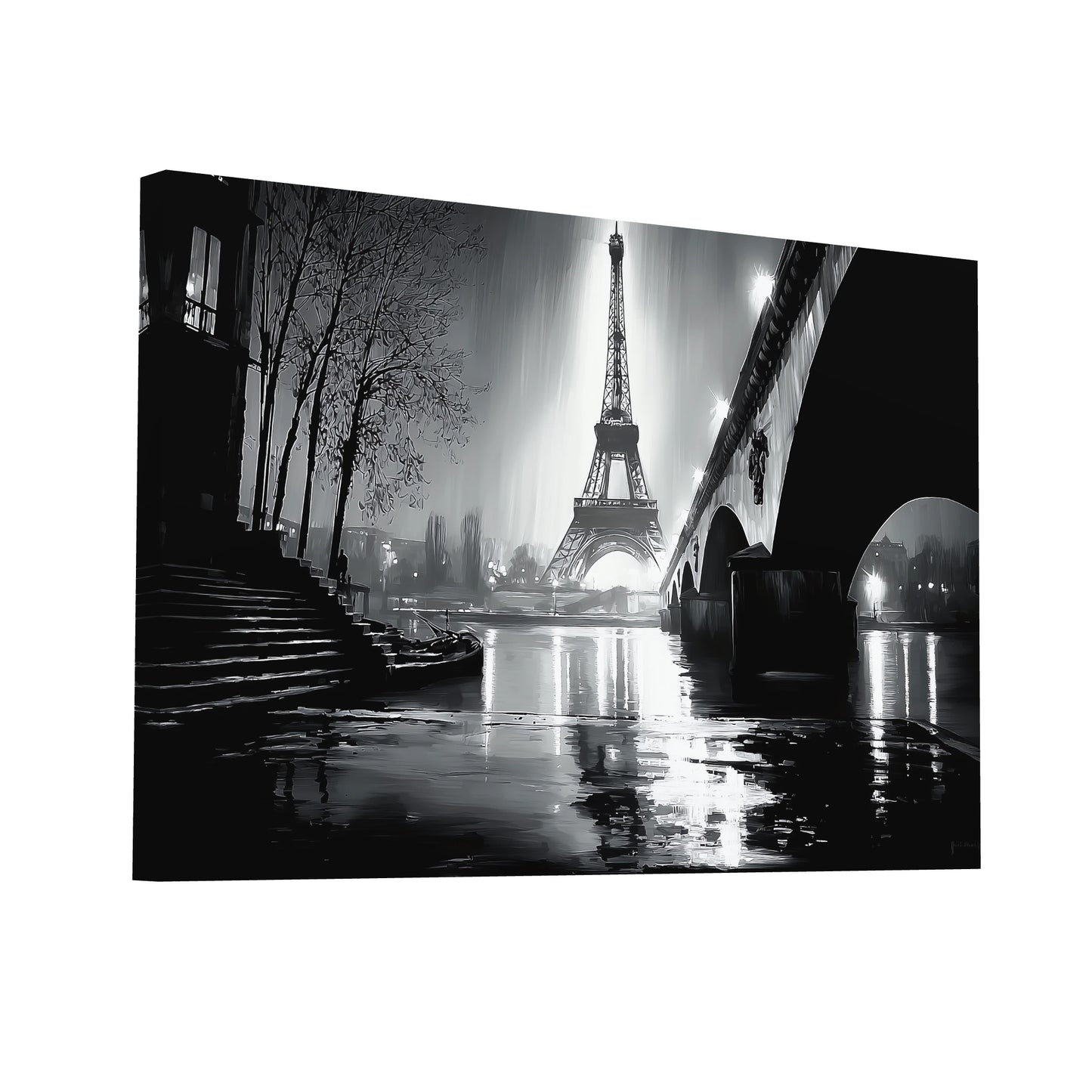 Product Hero 3D WebP Tableau Paris Monochrome - Nocturne en Seine - Art Virtuoso
