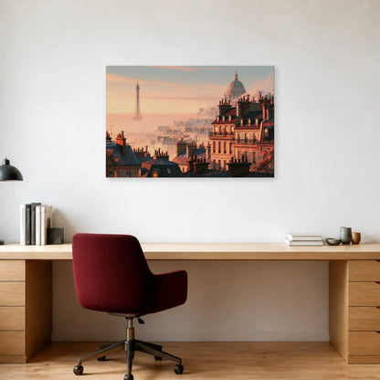 Tableau Paris Rose présenté dans un bureau - Art Virtuoso
