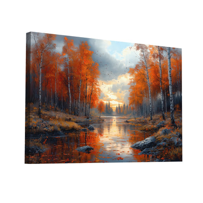 Product Hero 3D WebP Tableau Paysage Automne - Ballet des Bouleaux - Art Virtuoso