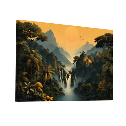 Product Hero 3D WebP Tableau Paysage Jungle : Vallée des Cascades - Art Virtuoso