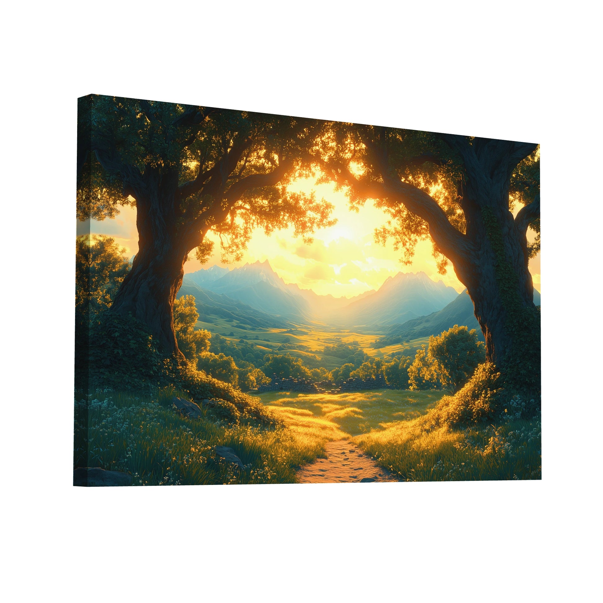 Product Hero 3D WebP Tableau Paysage Lumineux - Aube Enchantée - Art Virtuoso