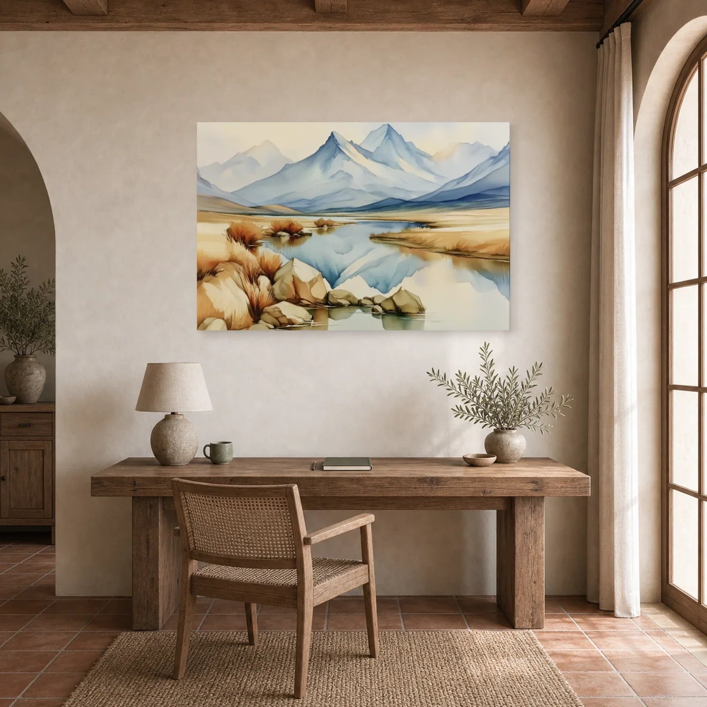 Tableau Paysage Montagne Chambre - Calme des Cimes dans un bureau - Art Virtuoso