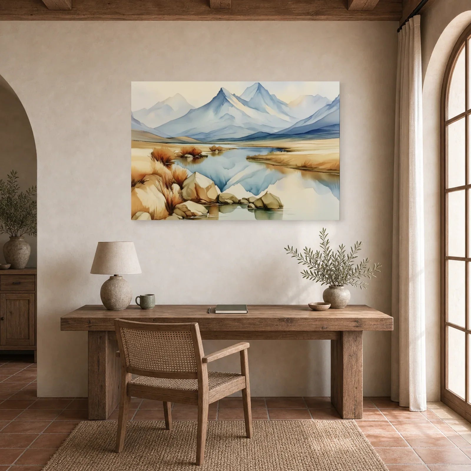 Tableau Paysage Montagne Chambre - Calme des Cimes dans un bureau - Art Virtuoso