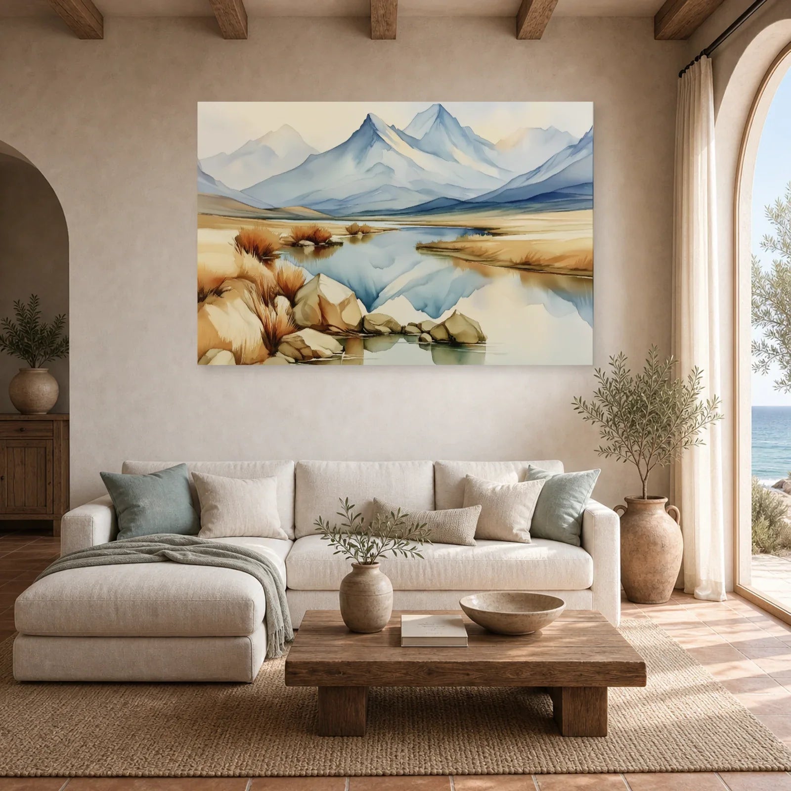 Tableau Paysage Montagne Chambre - Calme des Cimes dans un salon - Art Virtuoso