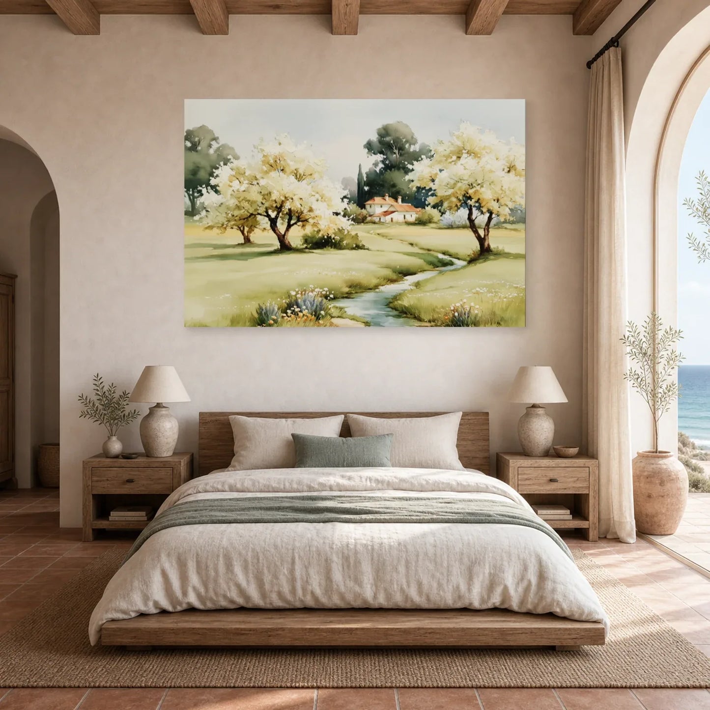 Tableau Paysage Rural Printemps - Verger Clair dans une chambre - Art Virtuoso