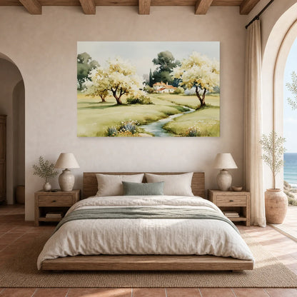 Tableau Paysage Rural Printemps - Verger Clair dans une chambre - Art Virtuoso