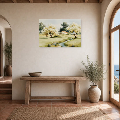 Tableau Paysage Rural Printemps - Verger Clair dans une entree ou un couloir - Art Virtuoso