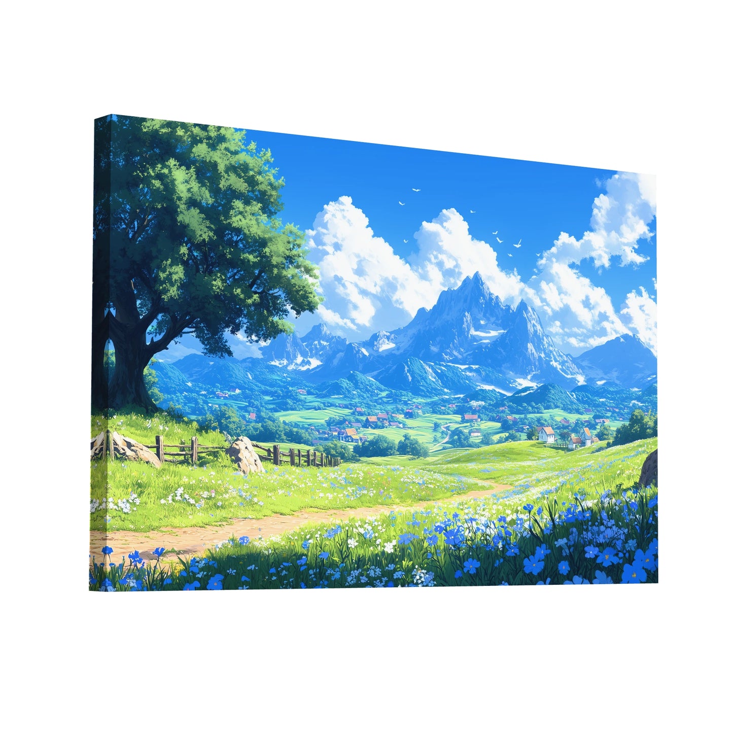 Product Hero 3D WebP Tableau Paysage Suisse - Chemin des Gentianes - Art Virtuoso
