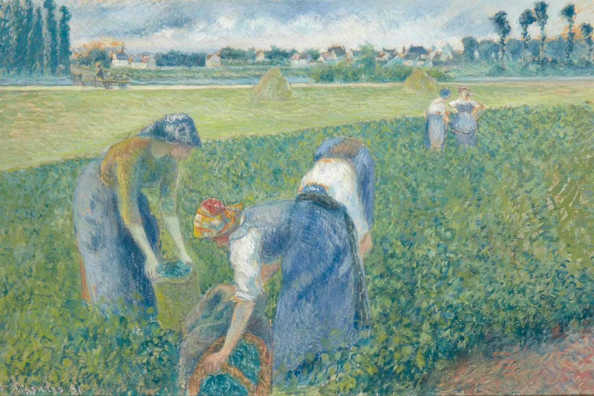 Tableau Paysannes travaillant dans les champs, Pontoise – Camille Pissarro - impression sur toile, format L