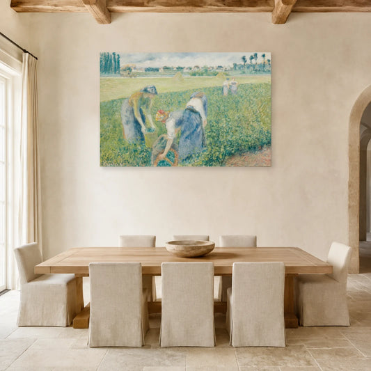 Tableau Paysannes travaillant dans les champs, Pontoise – Camille Pissarro dans une salle à manger - Art Virtuoso