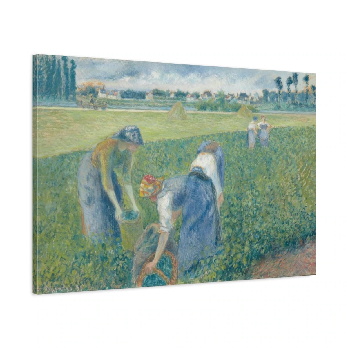 Tableau Paysannes travaillant dans les champs, Pontoise – Camille Pissarro - toile 3D avec bords imprimés - Art Virtuoso