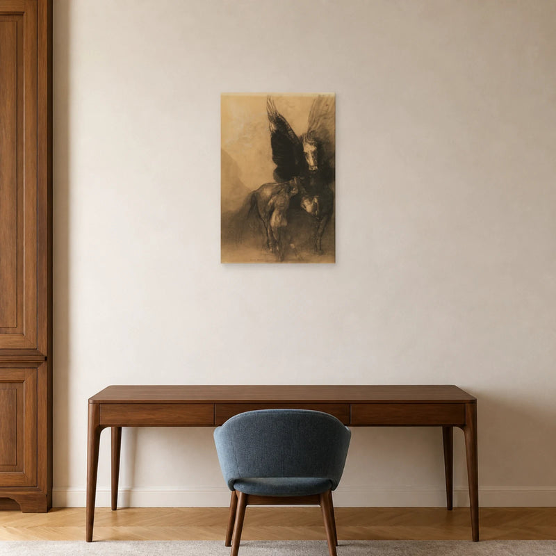 Redons Pegasus und Bellerophon als Leinwandbild im Arbeitszimmer — Art Virtuoso