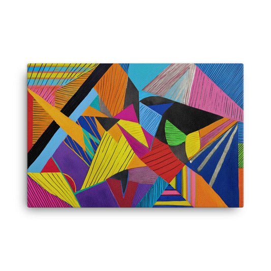 Tableau Peint Abstrait - Fusion Géométrique Multicolore