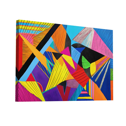 Product Hero 3D WebP Tableau Peint Abstrait - Fusion Géométrique Multicolore - Art Virtuoso