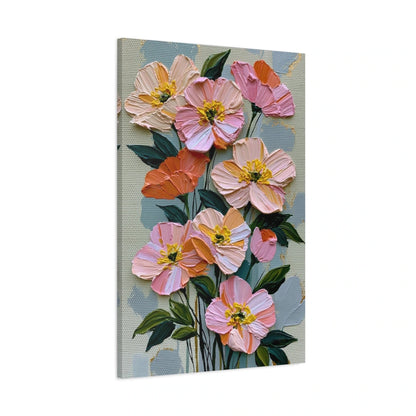 Tableau Peinture à l'Huile Fleurs Moderne - Bouquet en Relief - toile 3D avec bords imprimés - Art Virtuoso