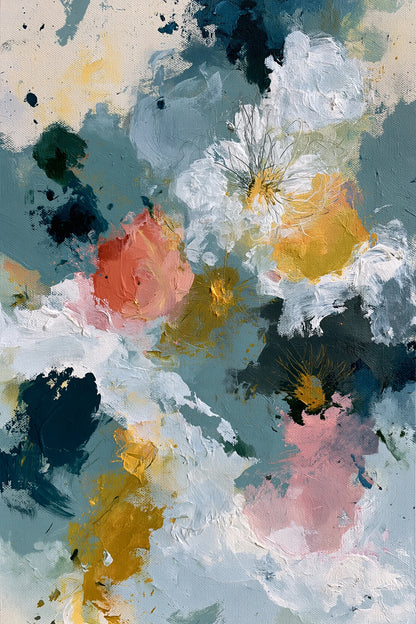 Tableau Peinture Abstraite Moderne et Contemporaine - Nuage Floral - format L - Art Virtuoso