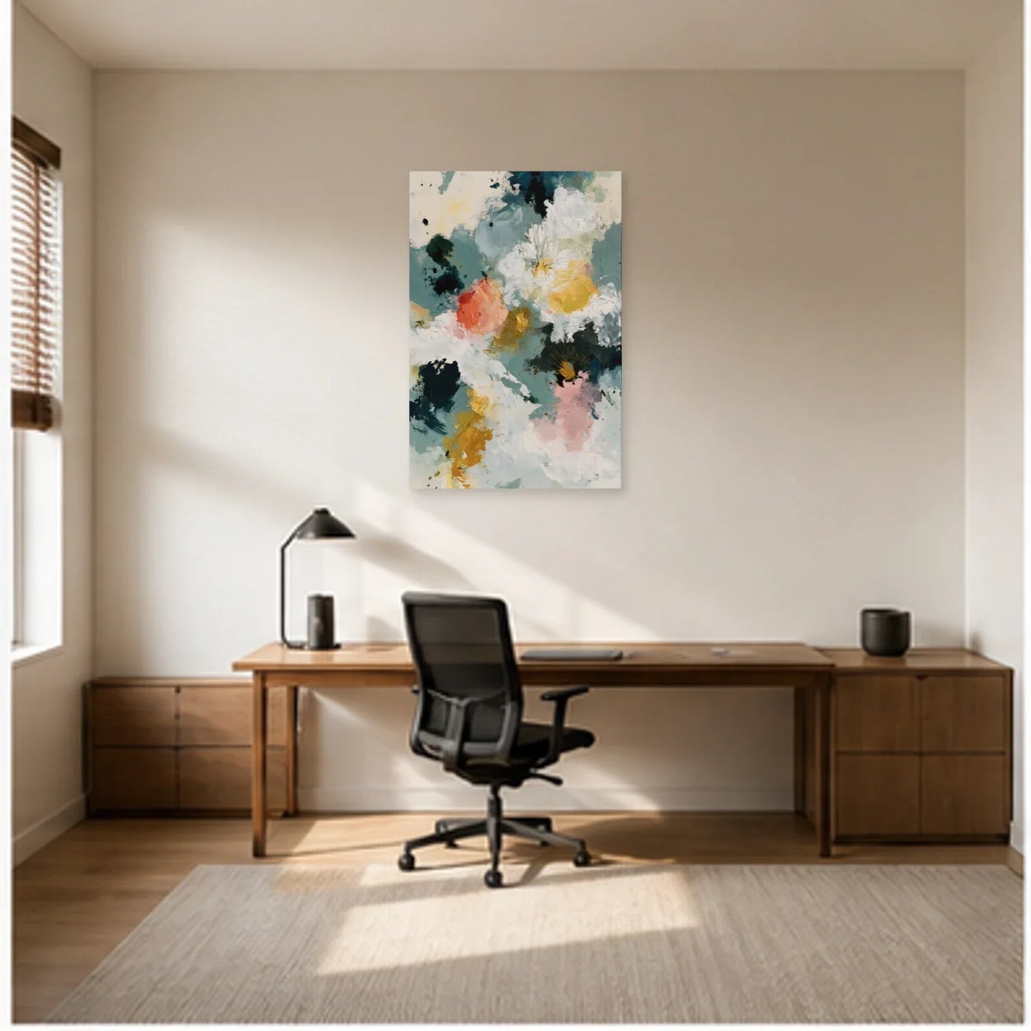 Tableau Peinture Abstraite Moderne et Contemporaine - Nuage Floral dans un bureau - Art Virtuoso