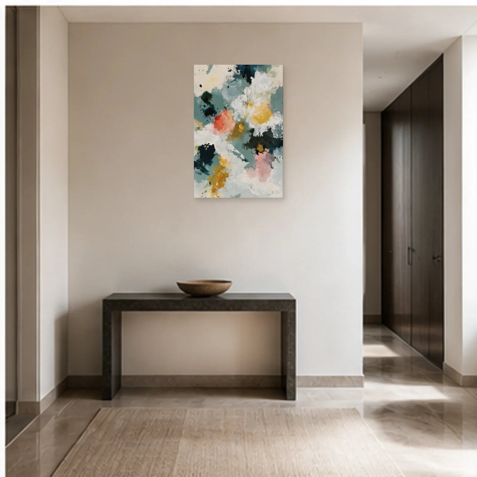 Tableau Peinture Abstraite Moderne et Contemporaine - Nuage Floral dans une entrée ou un couloir - Art Virtuoso