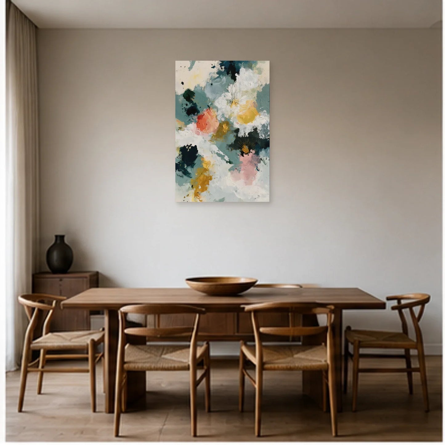 Tableau Peinture Abstraite Moderne et Contemporaine - Nuage Floral dans une salle à manger - Art Virtuoso
