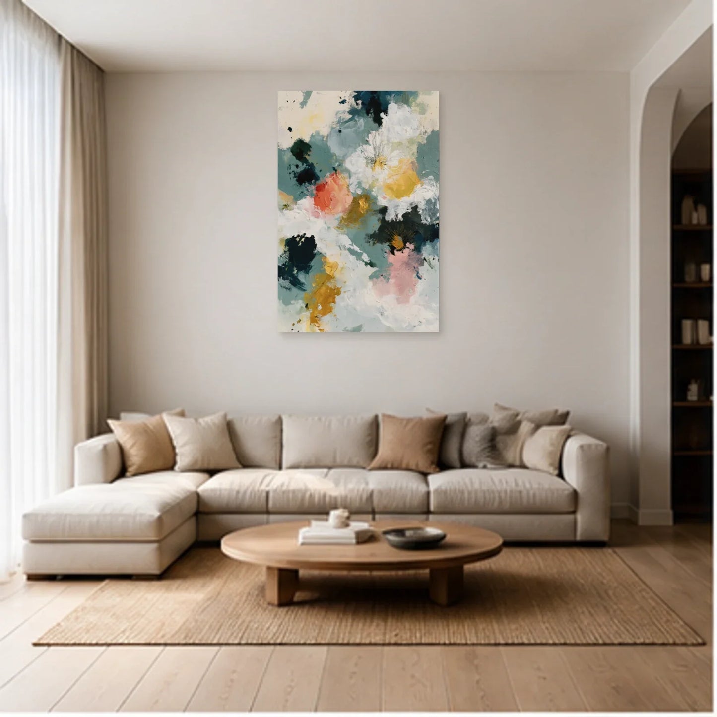 Tableau Peinture Abstraite Moderne et Contemporaine - Nuage Floral dans un salon - Art Virtuoso