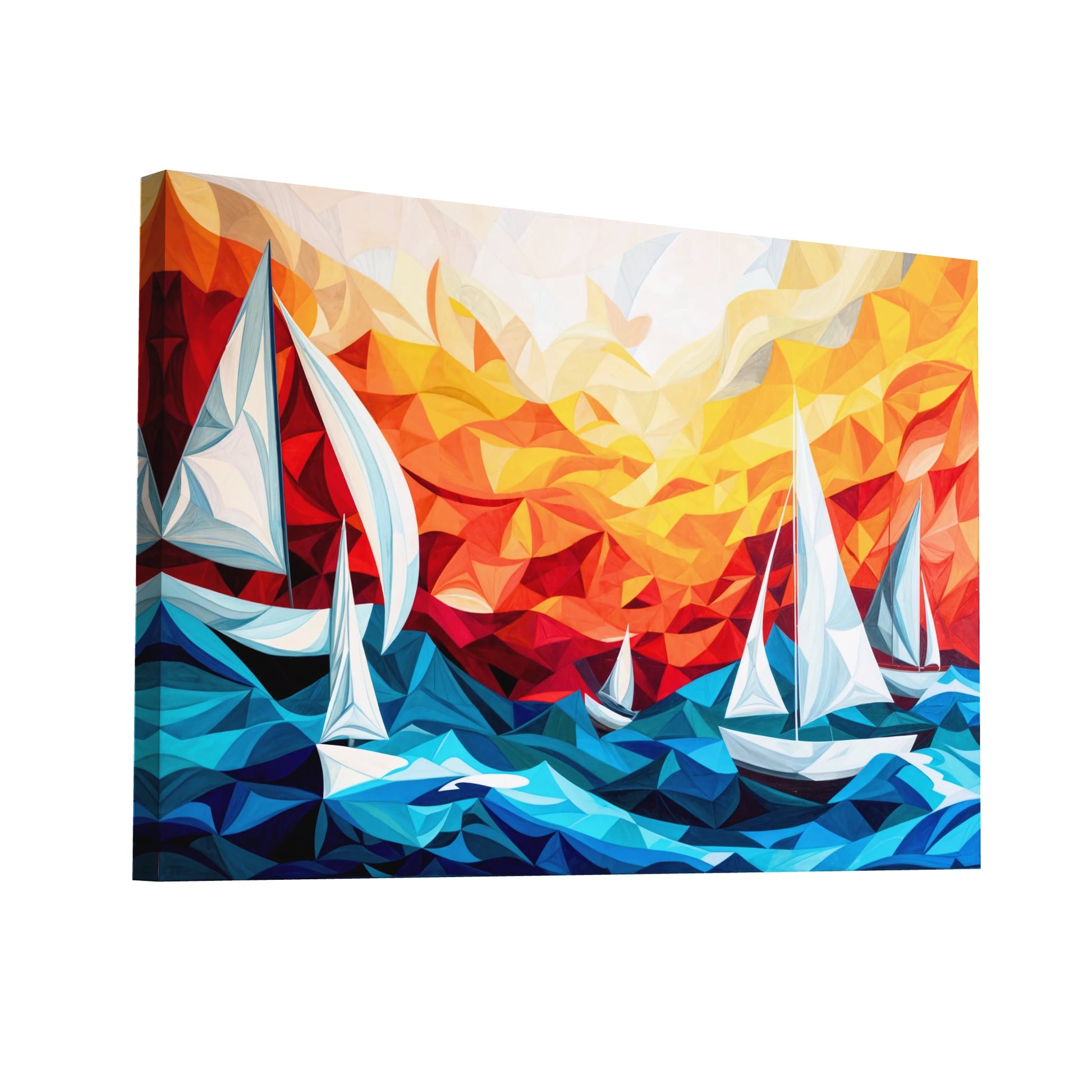 Product Hero 3D WebP Tableau Peinture Bateaux - Mer Abstraite - Art Virtuoso