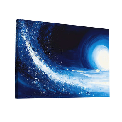 Product Hero 3D WebP Tableau Peinture Bleu - Vague Cosmique - Art Virtuoso