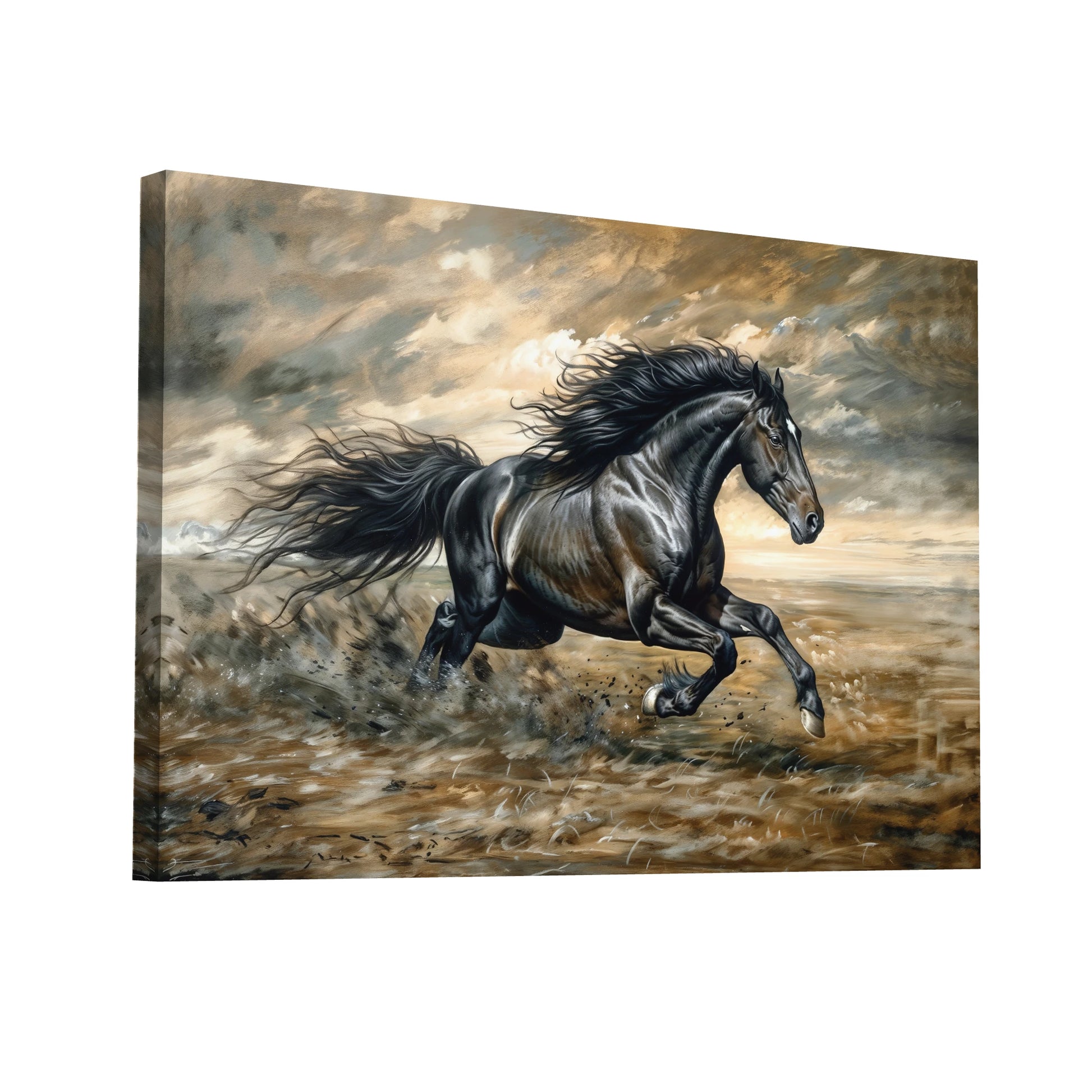 Product Hero 3D WebP Tableau Peinture Cheval - Puissance en Mouvement - Art Virtuoso