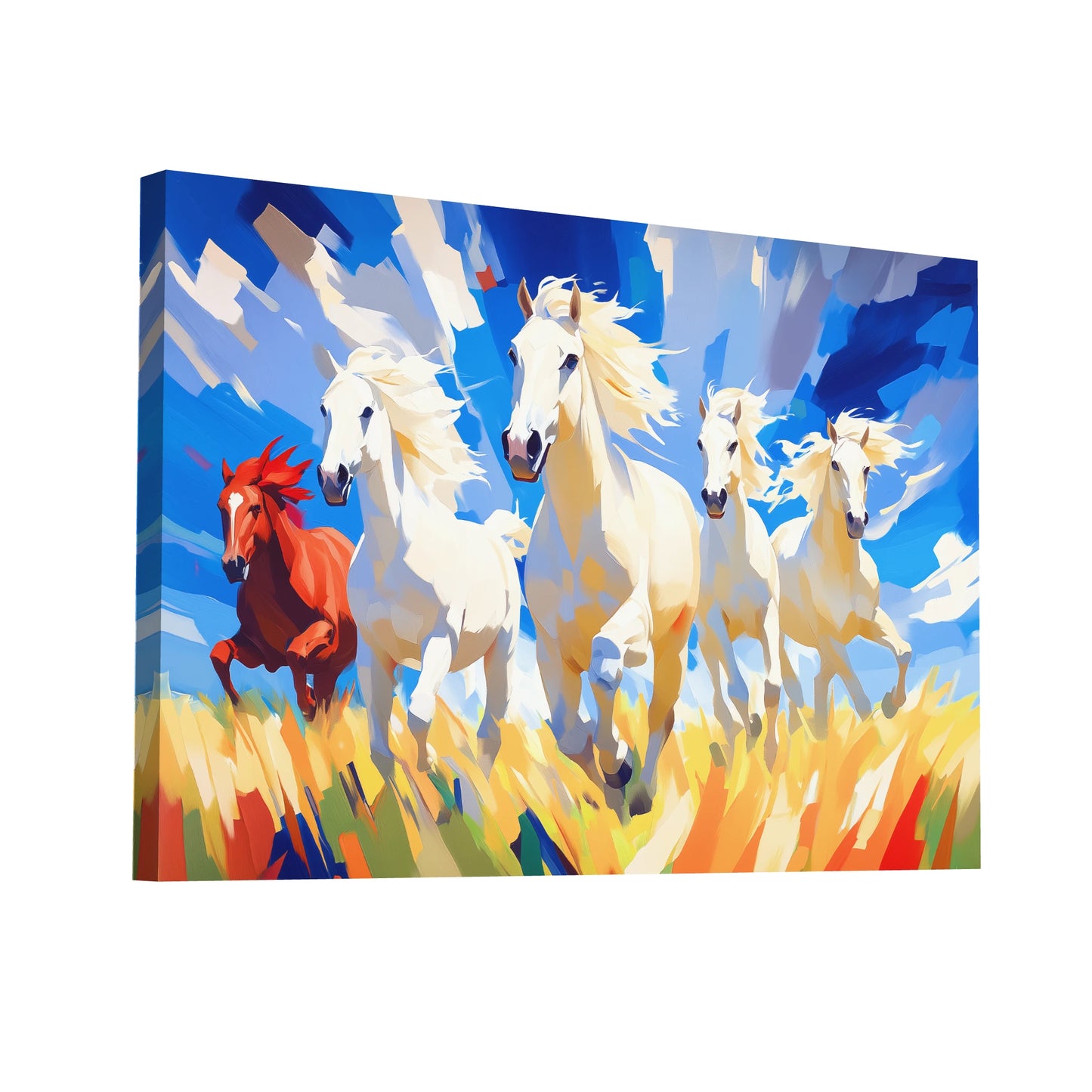 Product Hero 3D WebP Tableau Peinture Chevaux Sauvages - Liberté Éclatante - Art Virtuoso