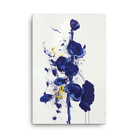 Tableau Peinture Fleur Bleu Abstraite 24″×36″