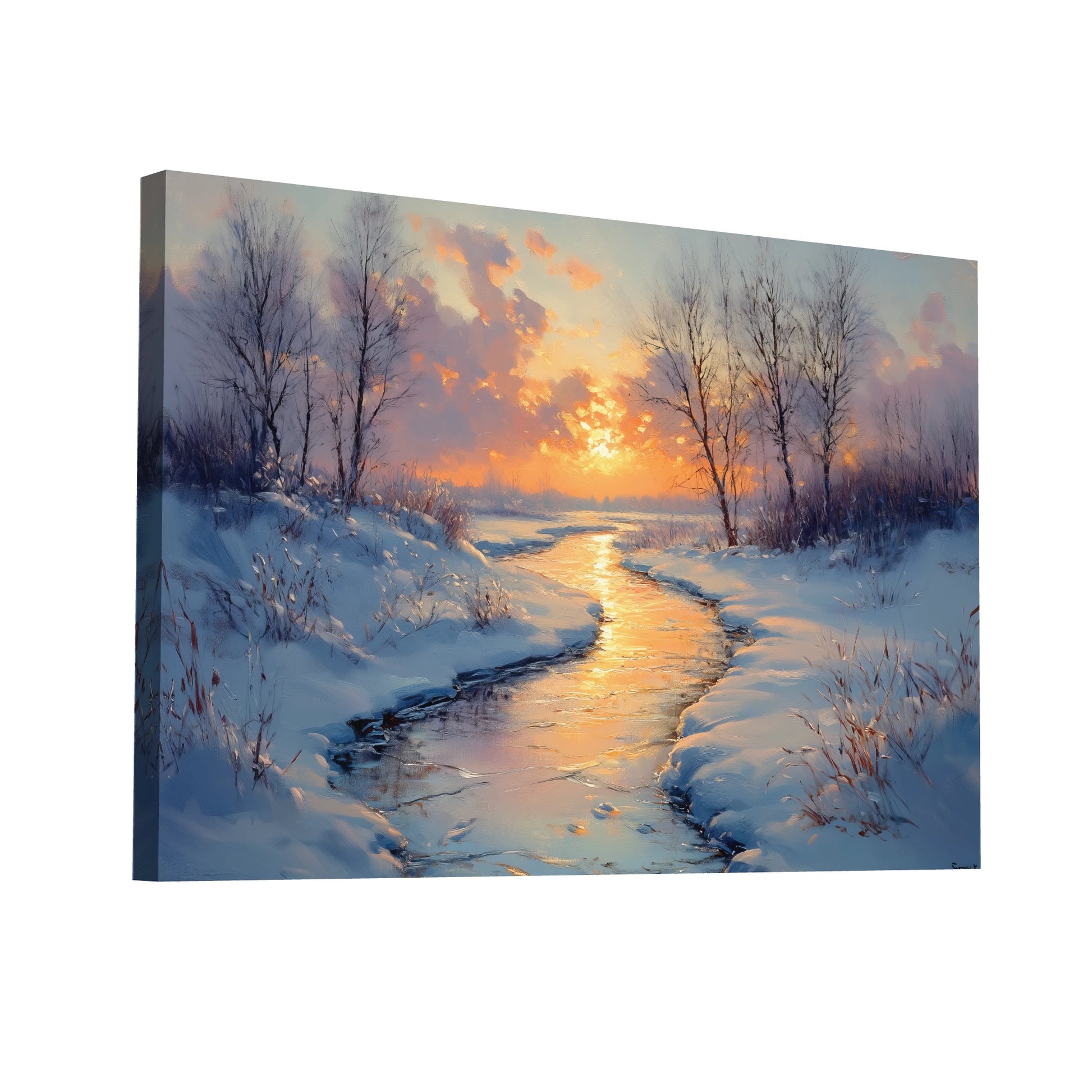 Product Hero 3D WebP Tableau Peinture Hiver - Crépuscule Blanc - Art Virtuoso