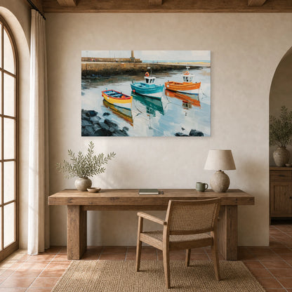 Tableau Peinture Mer Bretagne Port Breton dans un bureau - Art Virtuoso