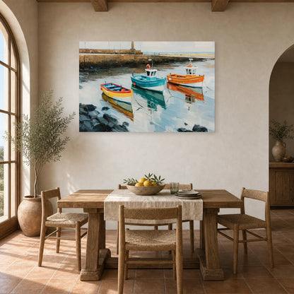 Tableau Peinture Mer Bretagne Port Breton dans une cuisine - Art Virtuoso