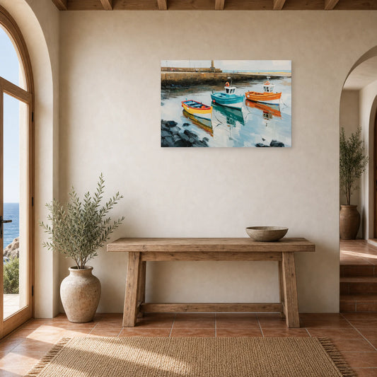 Tableau Peinture Mer Bretagne Port Breton dans une entree ou un couloir - Art Virtuoso