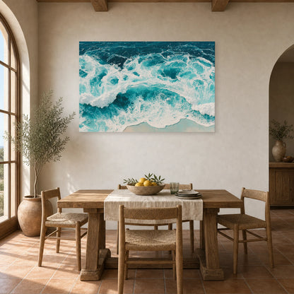 Tableau Peinture Mer Ecume Blanche dans une cuisine - Art Virtuoso