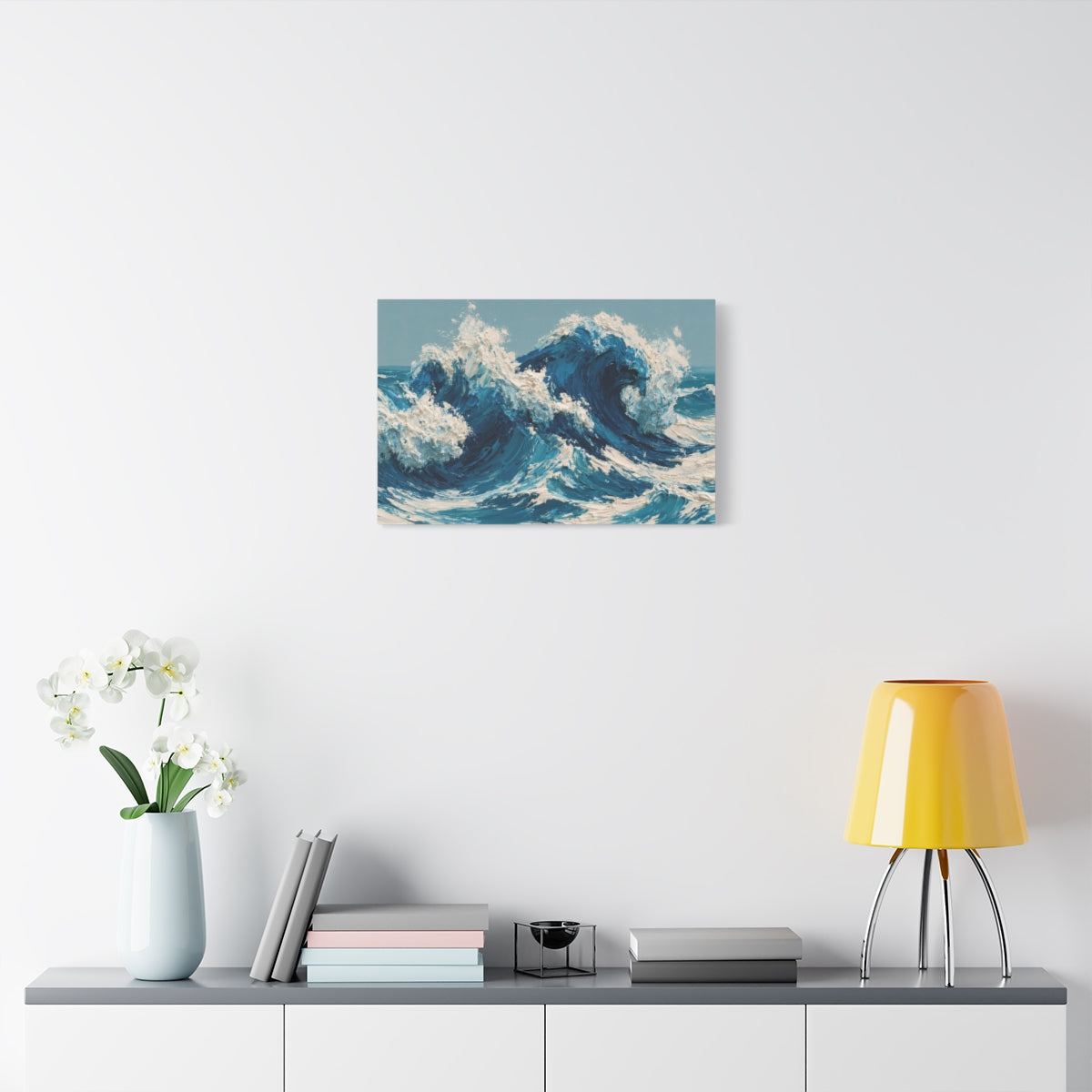 Vagues cobalt modernes avec ecume creme et peinture en matiere - Art Virtuoso - vue 7/20